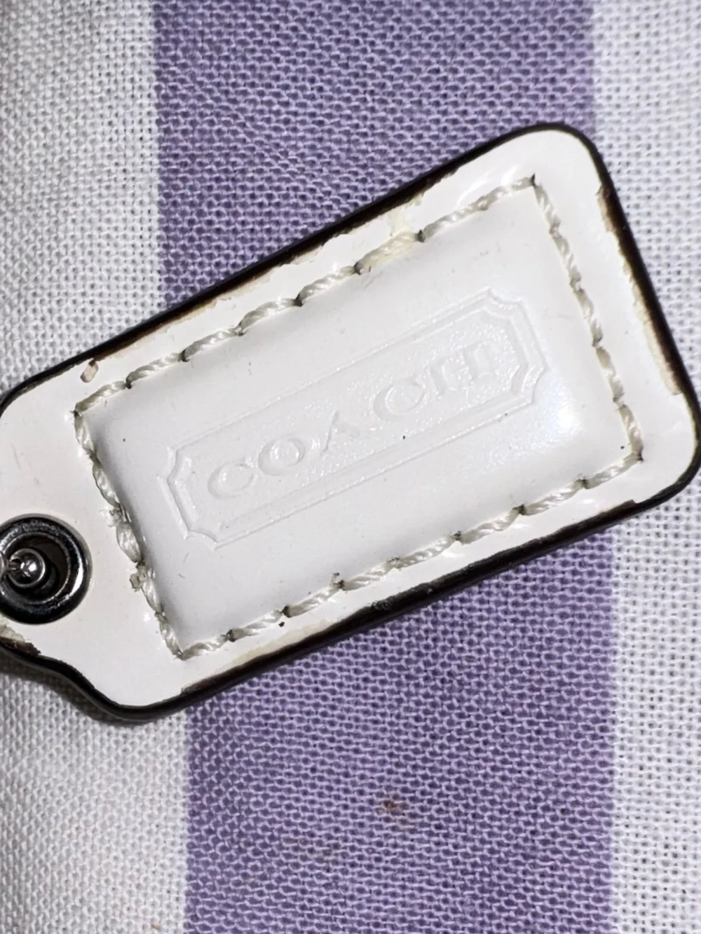 Coach Beige Signature Jacquard Clutch with White Trim
